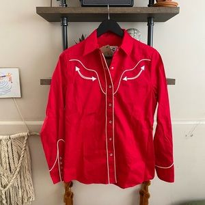 NWT HBarC Red Pearl Snap Western Shirt M